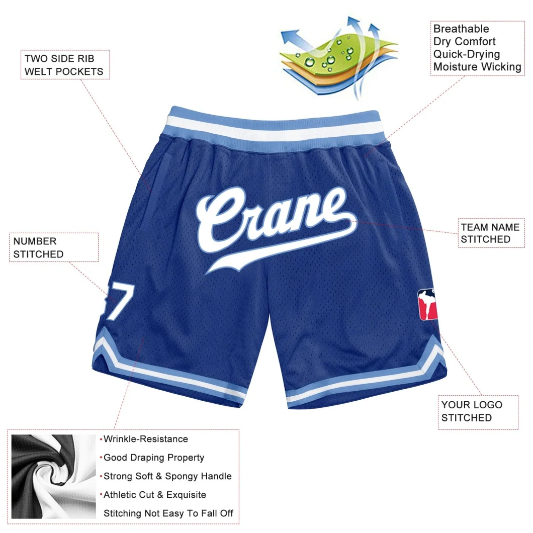 2023 Custom Printing Mens Summer Basketball Shorts Drawstring Sportswear Breathable Mesh Shorts