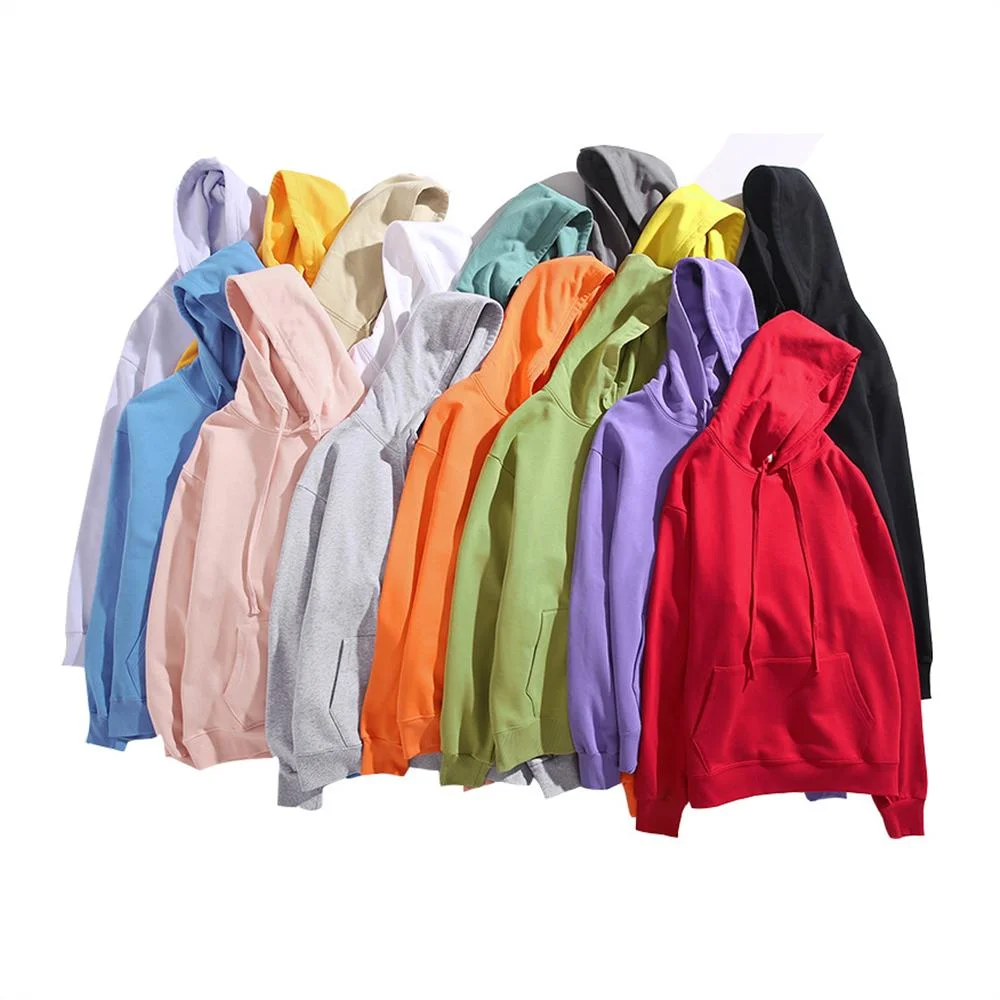 Unisex Thin Cotton/Polyester/Spandex Fleece Blank Solid Custom Logo Pullover Men Hoodies Sweatshirts