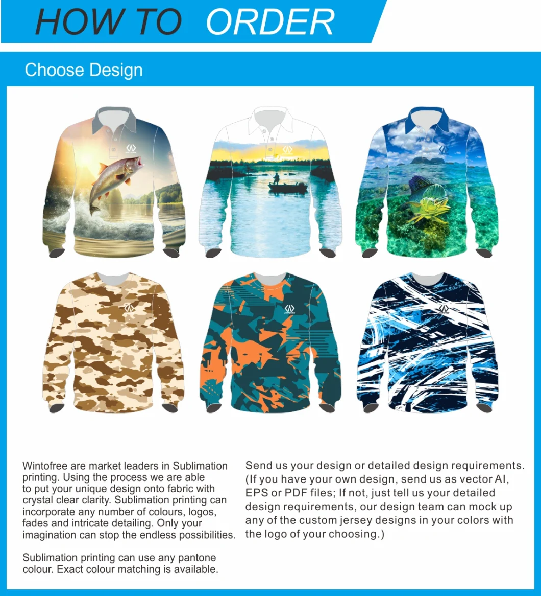 OEM Design Long Sleeve Fishing UV Hoodies for Men, Sublimation Fishing Jersey