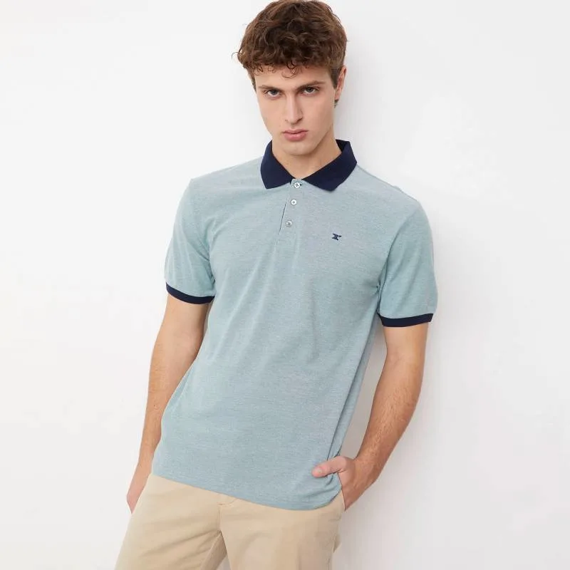 Men Polo T-Shirt Short Sleeve Cotton Yarn Dye Pique Slim Fit