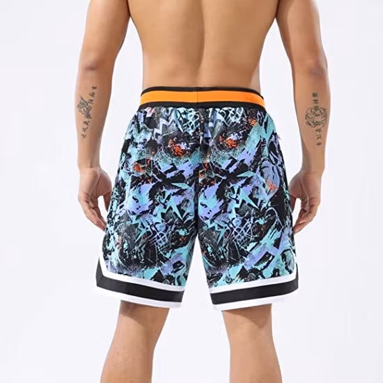 2023 Custom Printing Mens Summer Basketball Shorts Drawstring Sportswear Breathable Mesh Shorts